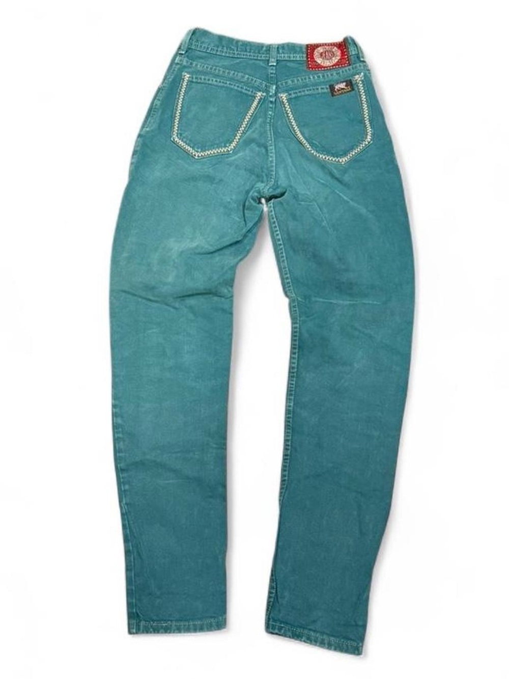 Y2K Parasuco Embroidered Green Low Rise Slim Jeans